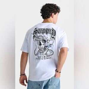 NWT Supply & Demand Men’s White Short Sleeve Tee Shirt Skull & Snakes - Size M